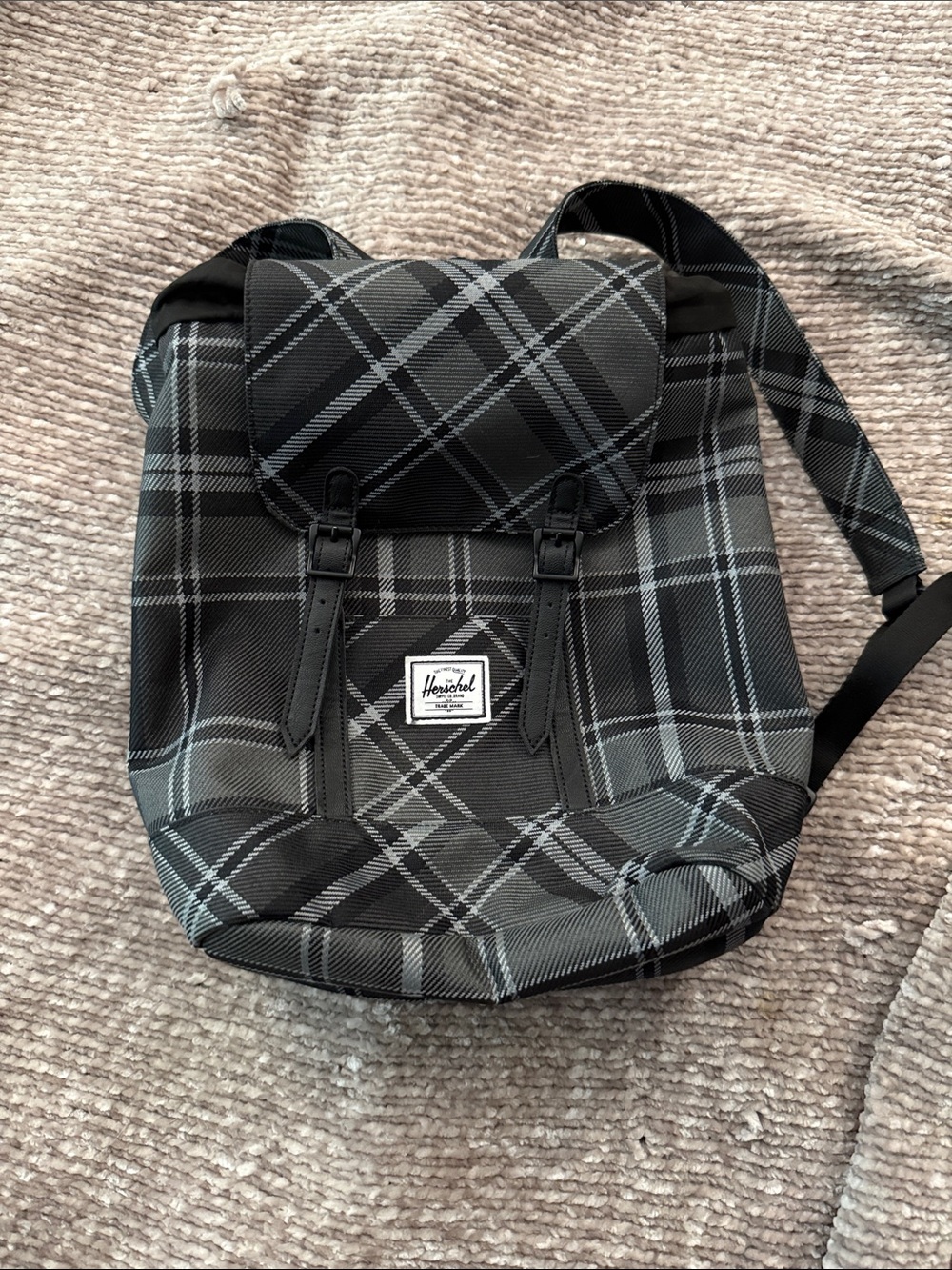 Herschel Supply Company Black & Gray Plaid Heritage Backpack